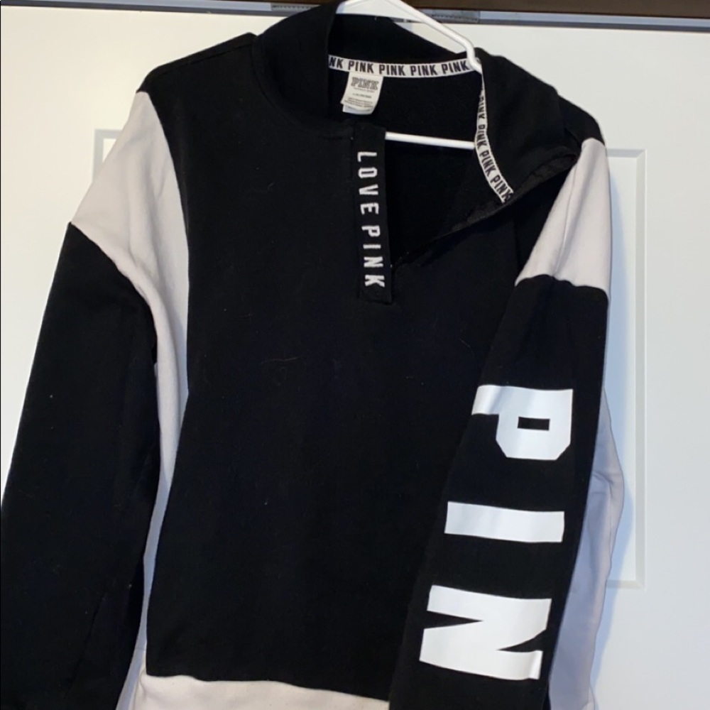 Pink half zip crew neck